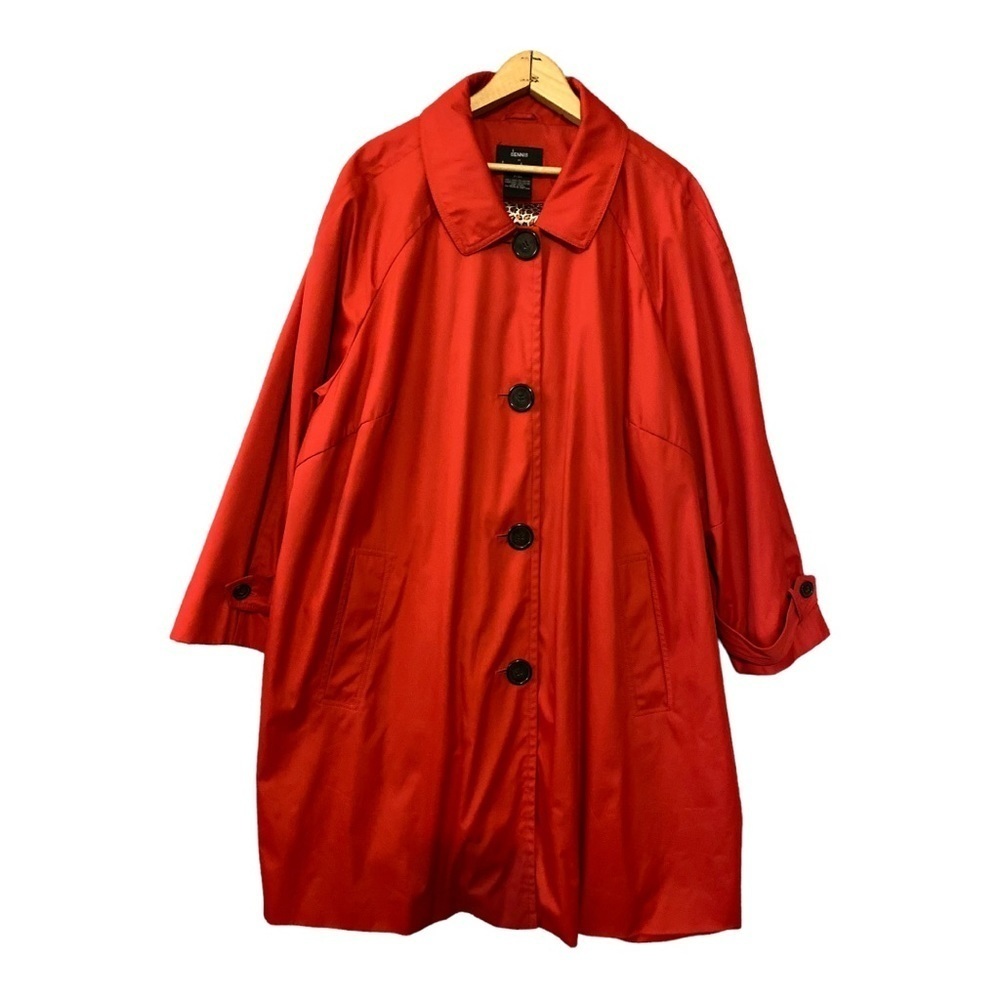 Dennis by Dennis Basso Lightweight Orange Coat Womens 3X Navy Button Up